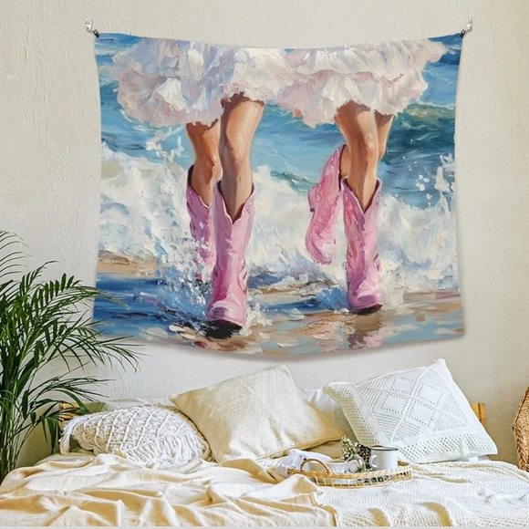 NEW! Pink Cowgirl Boots Tapestry - Picture 2 of 4